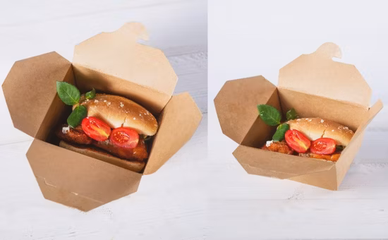 Customized Plain White/Kraft Pasta Food Packaging Paper Packaging Fast Food Packing