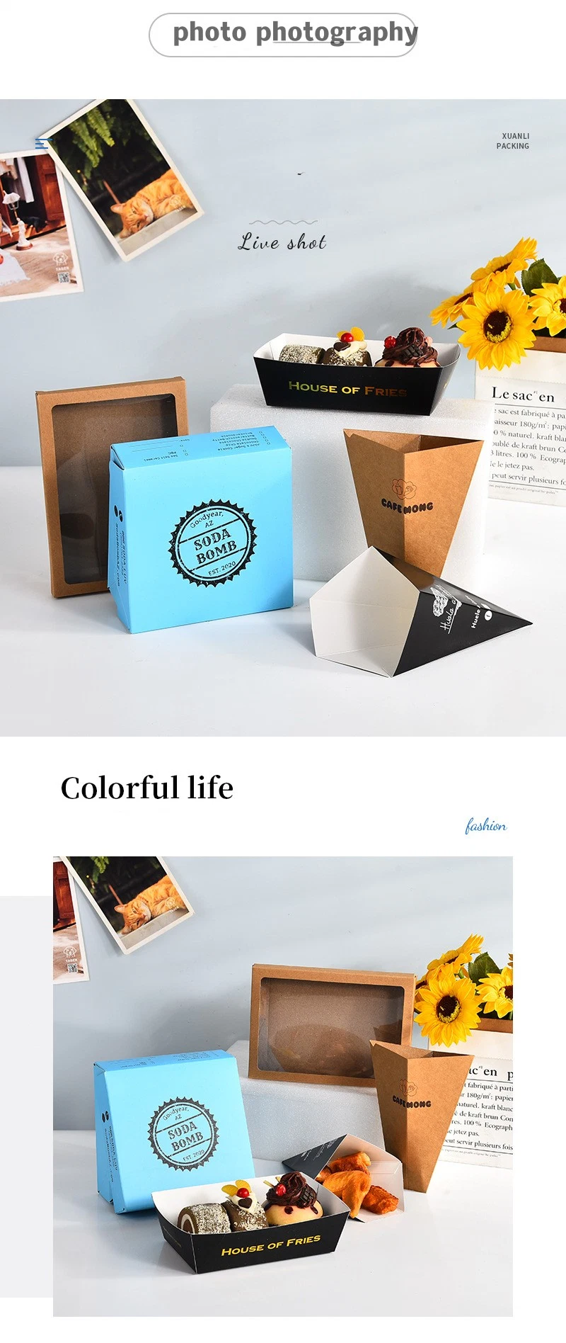 Customized Fast Food Paper Packaging Box with Logo Design