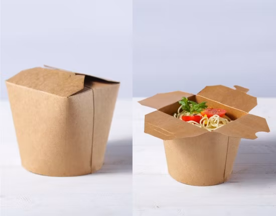Emballage alimentaire personnalisé pour pâtes blanches/Kraft, emballage en papier, emballage de restauration rapide